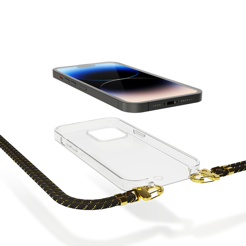 Funda Transparente 4-ok + cuerda Negro para iPhone 14 - Funda para teléfono  móvil