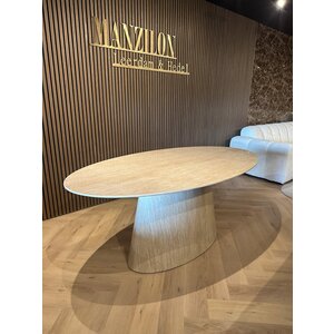 Eettafel travertin look ovaal deluxe