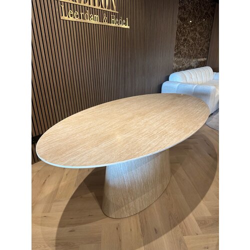 Eettafel travertin look ovaal deluxe