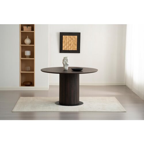 Eettafel Japandi Donker Bruin Walnoot 130cm