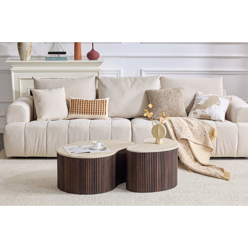 Salontafel Kimberly Organisch Travertin 2 stuks set Salontafel Kimberly Organisch Travertin 2 stuks set