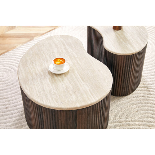 Salontafel Kimberly Organisch Travertin 2 stuks set Salontafel Kimberly Organisch Travertin 2 stuks set