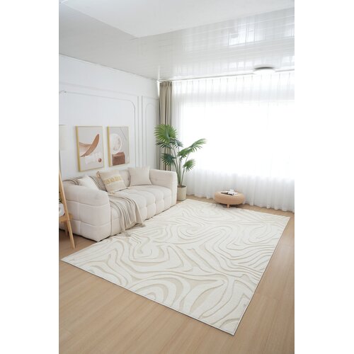 Vloerkleed Japandi Fluffy Wave Zand 200x290 Vloerkleed Japandi Fluffy Wave Zand 200x290