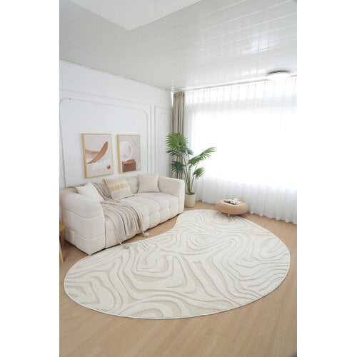 Vloerkleed Japandi Fluffy Wave Organisch Zand 200x290 Vloerkleed Japandi Fluffy Wave Organisch Zand 200x290