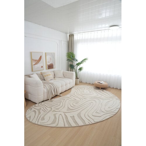 Vloerkleed Japandi Fluffy Wave Organisch Taupe Vloerkleed Japandi Fluffy Wave Organisch Taupe