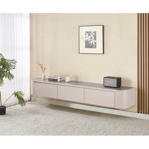 Japandi Beige Curve TV kast meubel afgeronde zijkanten 240CM Japandi Beige Curve TV kast meubel afgeronde zijkanten 240CM