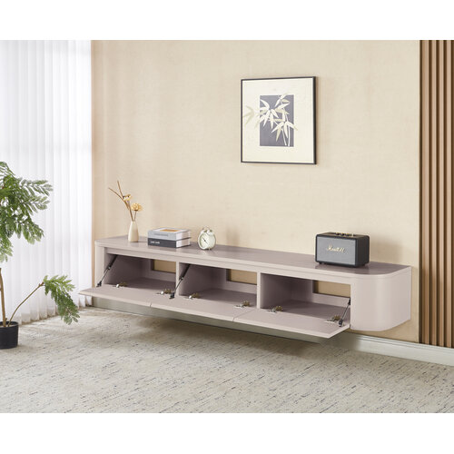 Japandi Beige Curve TV kast meubel afgeronde zijkanten 240CM Japandi Beige Curve TV kast meubel afgeronde zijkanten 240CM