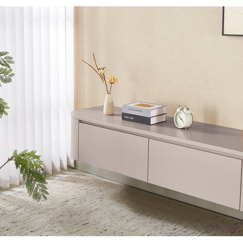 Japandi Beige Curve TV kast meubel afgeronde zijkanten 200CM Japandi Beige Curve TV kast meubel afgeronde zijkanten 200CM