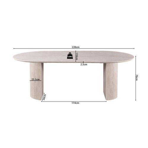 Eettafel Supreme Travertin Look Beige 200 Eettafel Supreme Travertin Look Beige 200