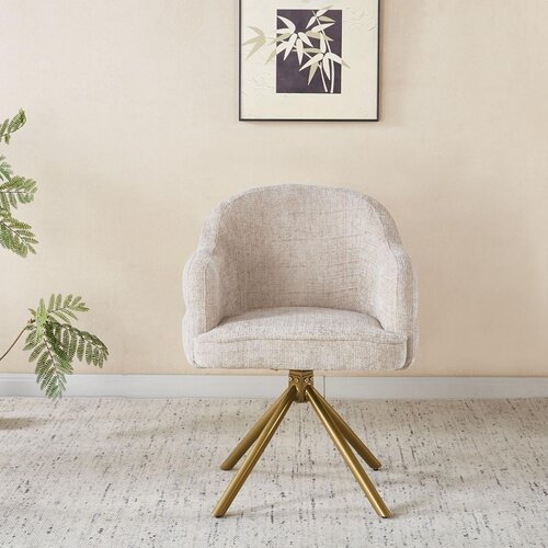 Eetkamerstoel Bella Ivoor Goud Patroon Deluxe Draaibaar