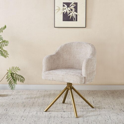 Eetkamerstoel Bella Ivoor Goud Patroon Deluxe Draaibaar