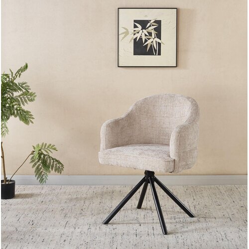 Eetkamerstoel Bella Ivoor Zwarte Patroon Deluxe Draaibaar