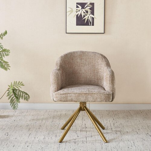 Eetkamerstoel Bella Beige Goud Patroon Deluxe Draaibaar