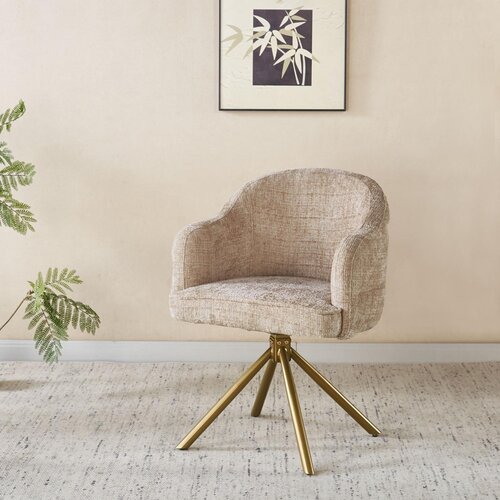 Eetkamerstoel Bella Beige Goud Patroon Deluxe Draaibaar