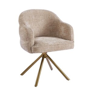 Eetkamerstoel Andy Beige Goud Patroon Deluxe Draaibaar