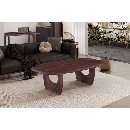 Salontafel Monza 130CM Deens Ovaal Mango Hout Donkerbruin
