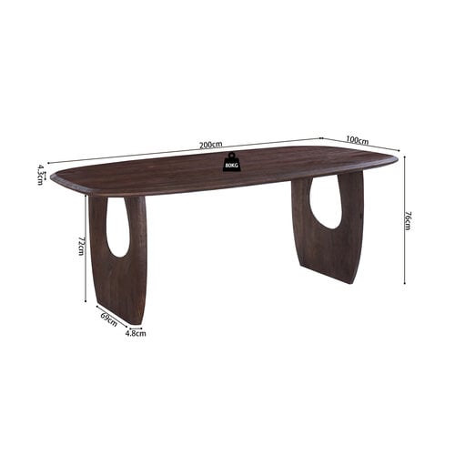 Eettafel Monza 200CM Deens Ovaal Mango Hout Donkerbruin