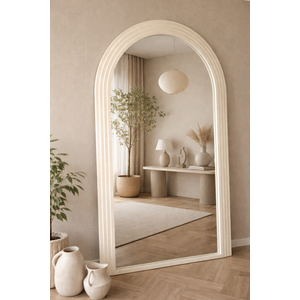 Japandi Boogspiegel Beige of Travertin Archy 110x180