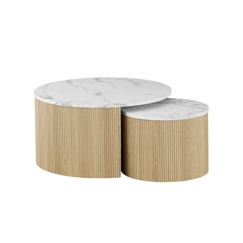 Salontafel Ross Rond 2 Stuks Marmer Look