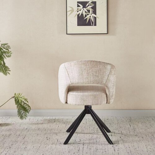 Eetkamerstoel draaibaar Liza Japandi Beige Zwarte Patroon