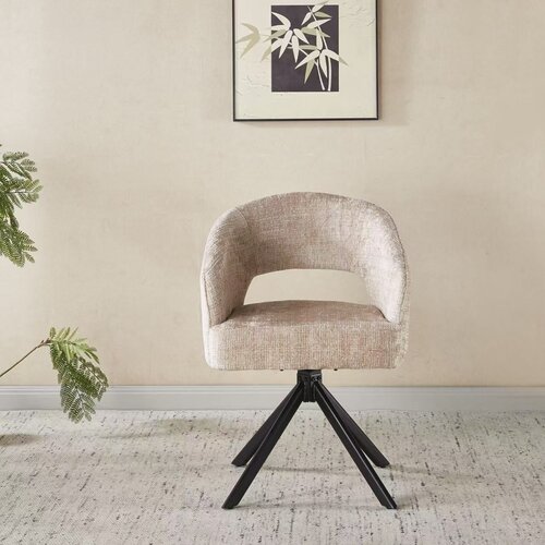 Eetkamerstoel draaibaar Liza Japandi Beige Zwarte Patroon