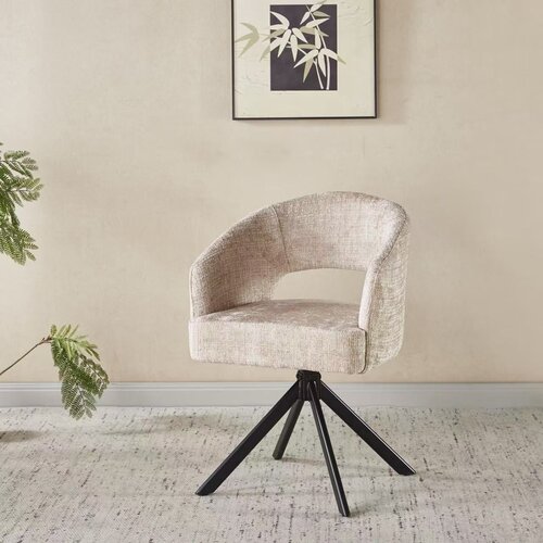 Eetkamerstoel draaibaar Liza Japandi Beige Zwarte Patroon