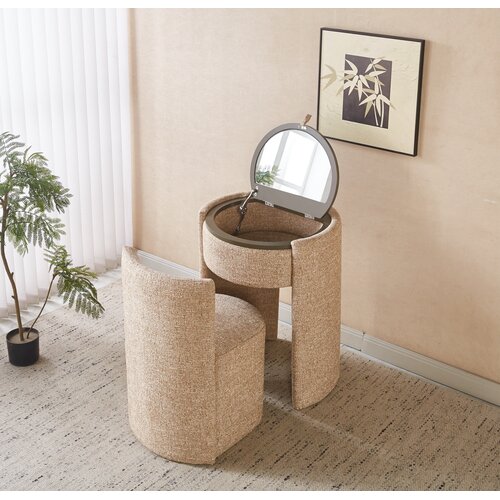 Vanity Deluxe Make Up Tafel Set Taupe Vanity Deluxe Make Up Tafel Set Taupe