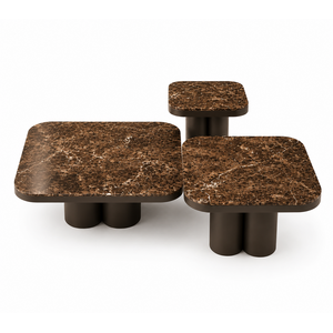 Zaza Salontafel Bassalt Set Van 3 Marmer Bruin Zaza Salontafel Bassalt Set Van 3 Marmer Bruin