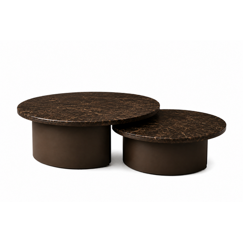 Zaza Salontafel Milano Set Van 2 Marmer Brons Zaza Salontafel Milano Set Van 2 Marmer Brons