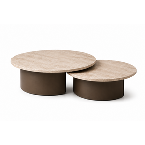 Zaza Salontafel Milano Set Van 2 Travertin Brons Zaza Salontafel Milano Set Van 2 Travertin Brons