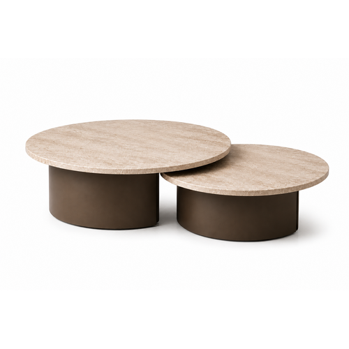 Zaza Salontafel Milano Set Van 2 Travertin Brons Zaza Salontafel Milano Set Van 2 Travertin Brons