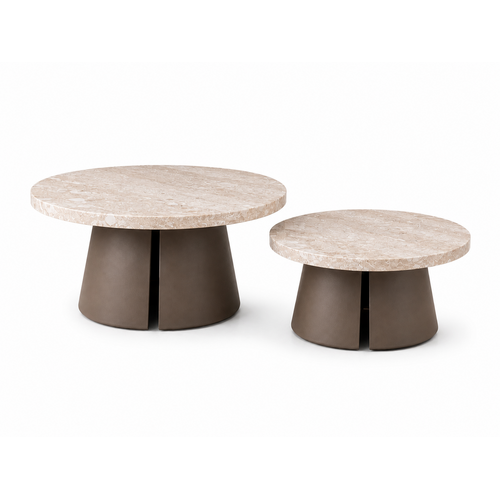 Zaza Salontafel Novelle Set Van 2 Travertin Brons Zaza Salontafel Novelle Set Van 2 Travertin Brons