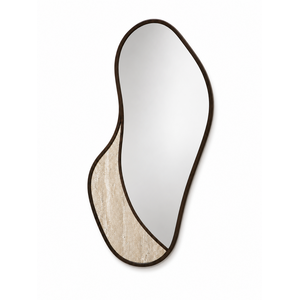 Zaza Spiegel Organisch Met Travertin 65x140 Zaza Spiegel Organisch Met Travertin 65x140