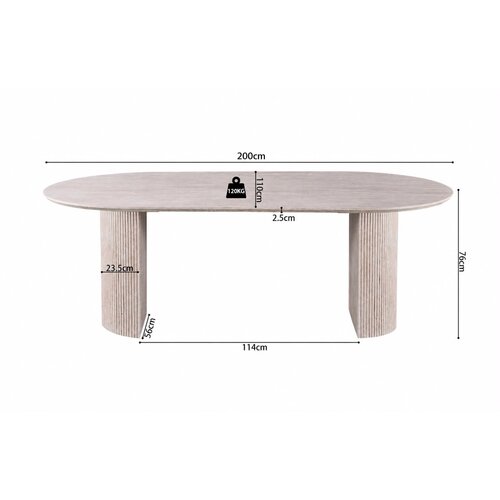 Eettafel Supreme Travertin Look Beige 200 Eettafel Supreme Travertin Look Beige 200