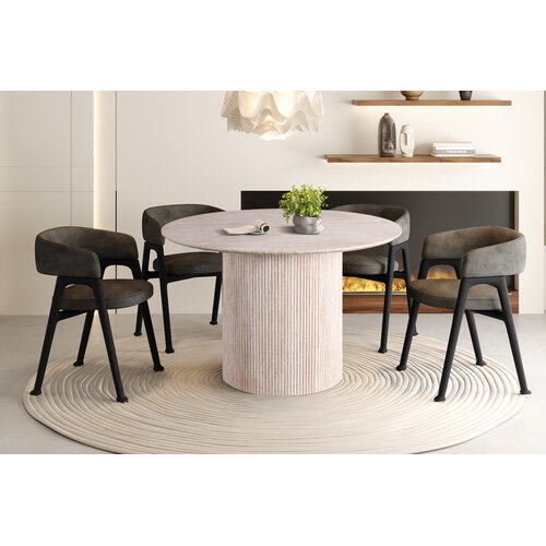 Eettafel Supreme Travertin Look rond 120 Eettafel Supreme Travertin Look rond 120