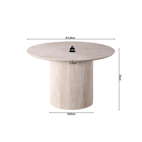 Eettafel Supreme Travertin Look rond 120 Eettafel Supreme Travertin Look rond 120