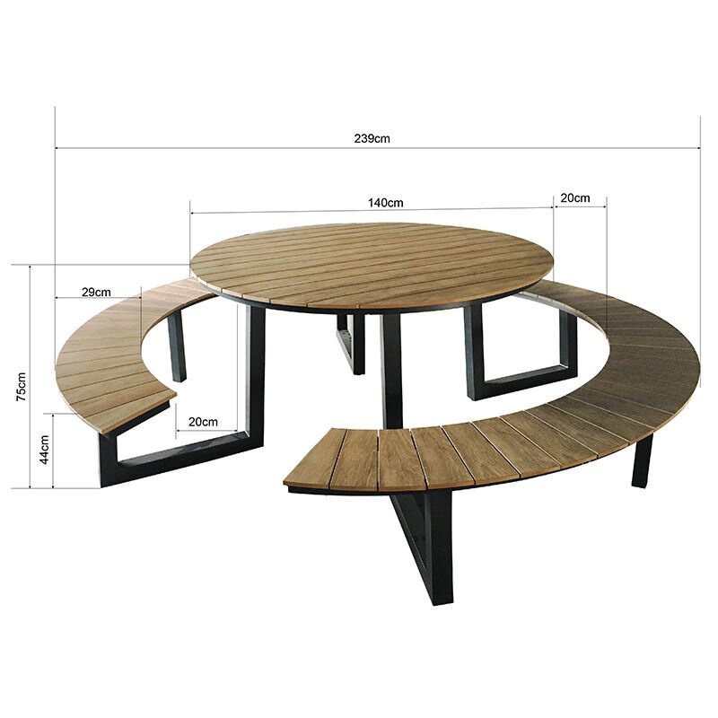 The Outsider The Outsider Fredo Picknicktafel Rond 242cm Polywood