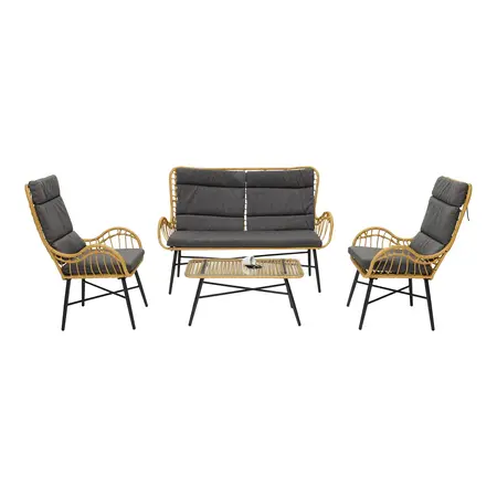 The Outsider The Outsider Milou Stoel-Bank Loungeset Wicker Grijs