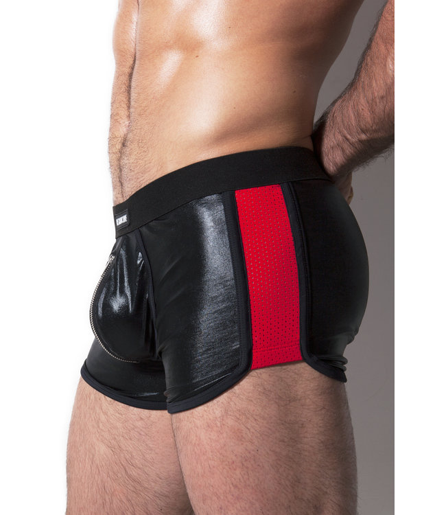Destructive Short Black And Red With 2 Zippers