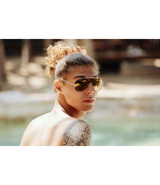 Factory 4 Men Oversized zonnebril met goudkleurig montuur