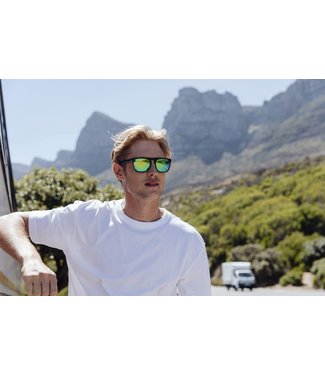 Factory 4 Men Modieuze zonnebril met groene spiegelglazen