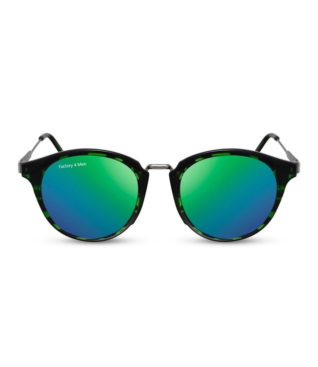 Factory 4 Men Trendy zonnebril met groene spiegelglazen