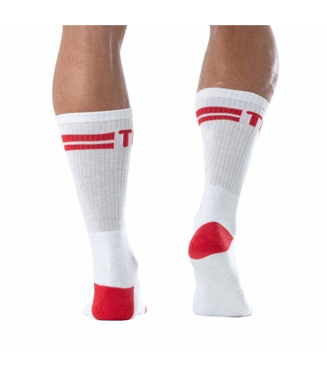 Tof Paris Witte Sportsokken Rood