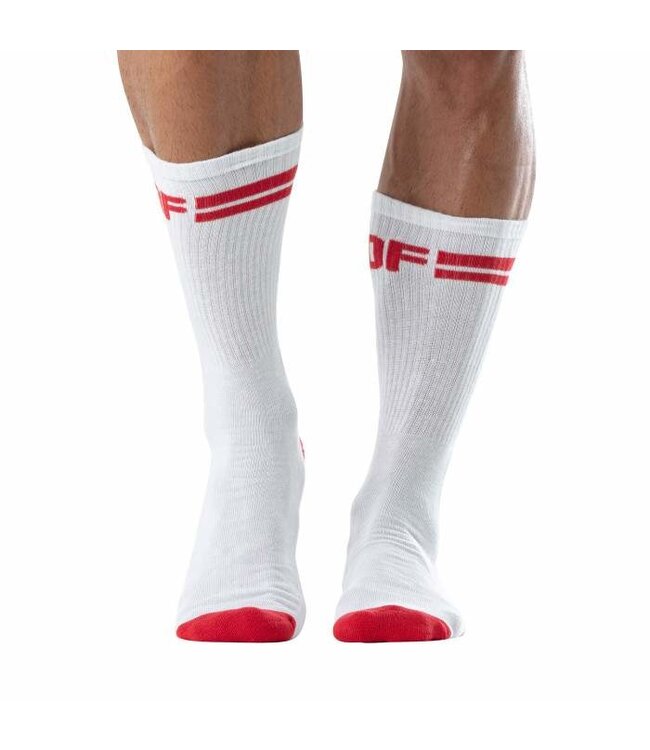 Tof Paris Witte Sportsokken Rood
