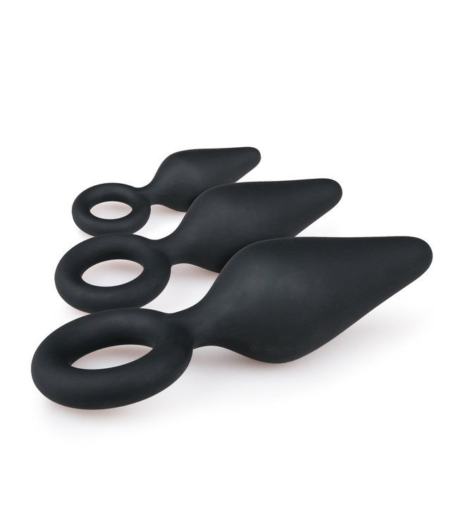 Zwarte buttplugs met trekring
