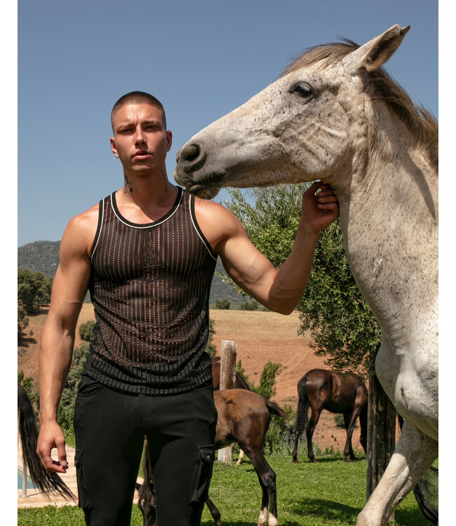 CODE 22 Crochet Tank Top Black