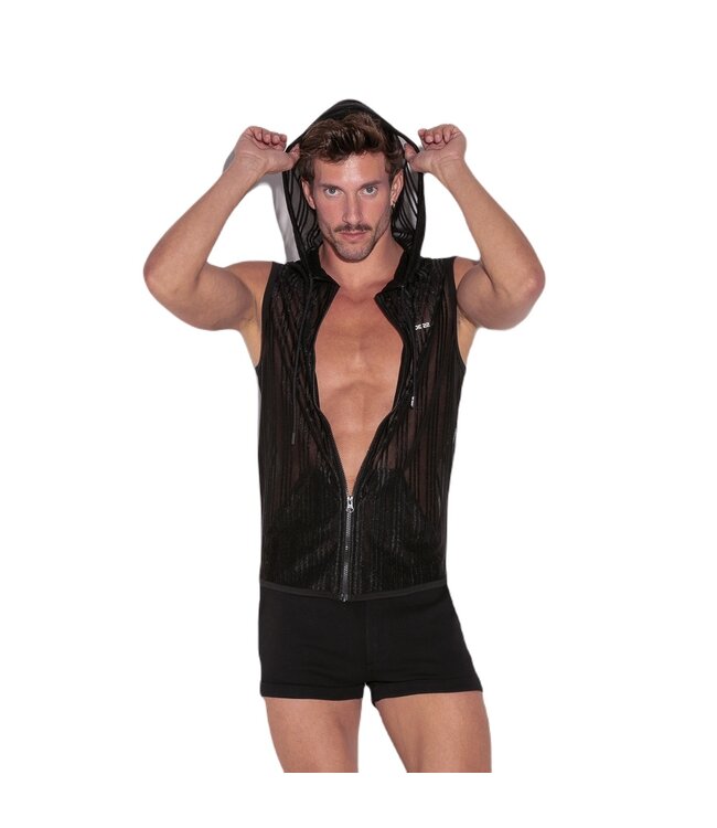 CODE 22 Sheer Stripe Sleevess Hoody