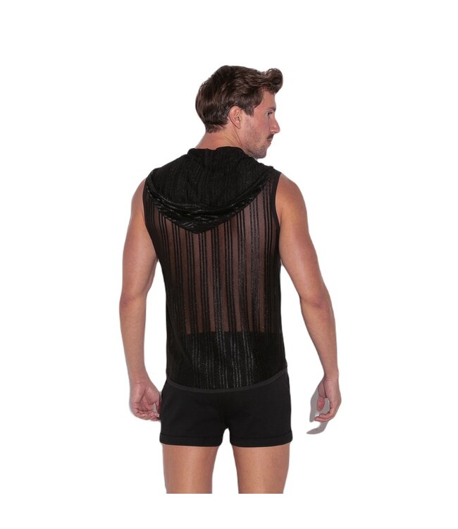 CODE 22 Sheer Stripe Sleevess Hoody