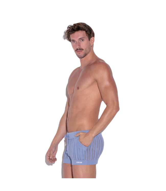 CODE 22 Knitted Stripe Short Sky Blue