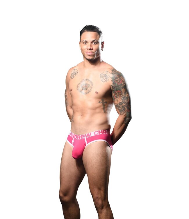 Andrew Christian Fly Tagless Brief w/ Almost Naked® Fuchsia